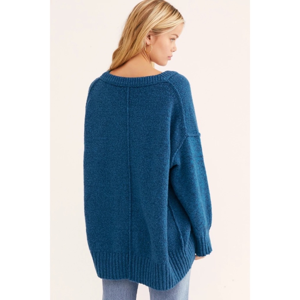 Free People Slouchy Oversized Dolman Tunic Sweater Halcyon Blue NWT XS - Picture 4 of 4